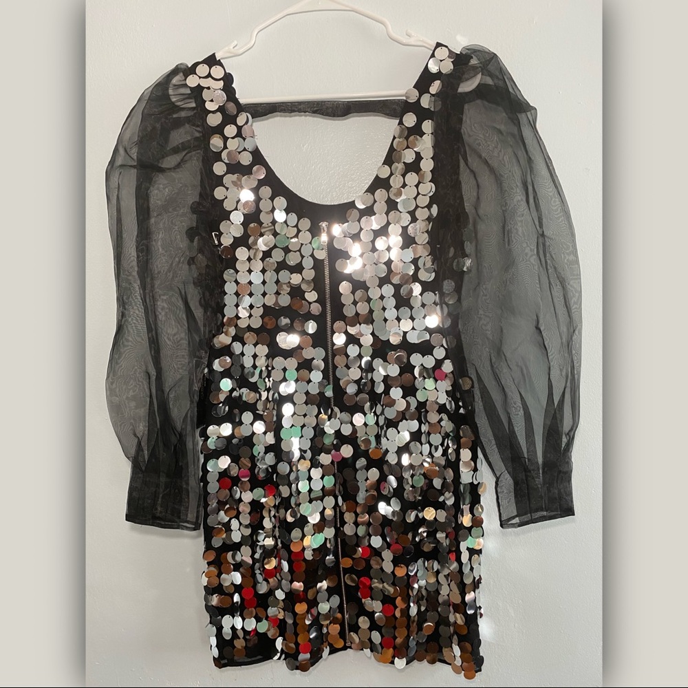 Sequin sparkling sheath black and silver dress NEW - Picture 4 of 9